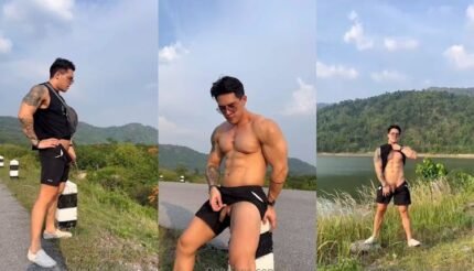 แค่แวะฉี่ข้างทางอะนะ บอยซ์ ทักษกร นายแบบไทยใจกล้ามาแรงมาวิ่งออกกำลังกายริมเขื่อนเกิดอารมณ์เงี่ยนเลยโชว์ควยโชว์ตูดซะเลย