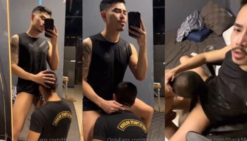 หนุ่มเกย์ชายไทยรูปหล่อแมนๆ แต็งค์กัมเปอร์ควยแข็งร่วมเพศกับนักเรียนนายร้อยทหารปี2โดยใช้ถุงยางอนามัย น้องอมควยเก่งมาก